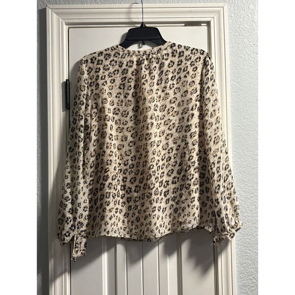 Joie Womens Large Cream Brown Cheetah Print Long Sleeve Career Casual Office - Picture 4 of 4
